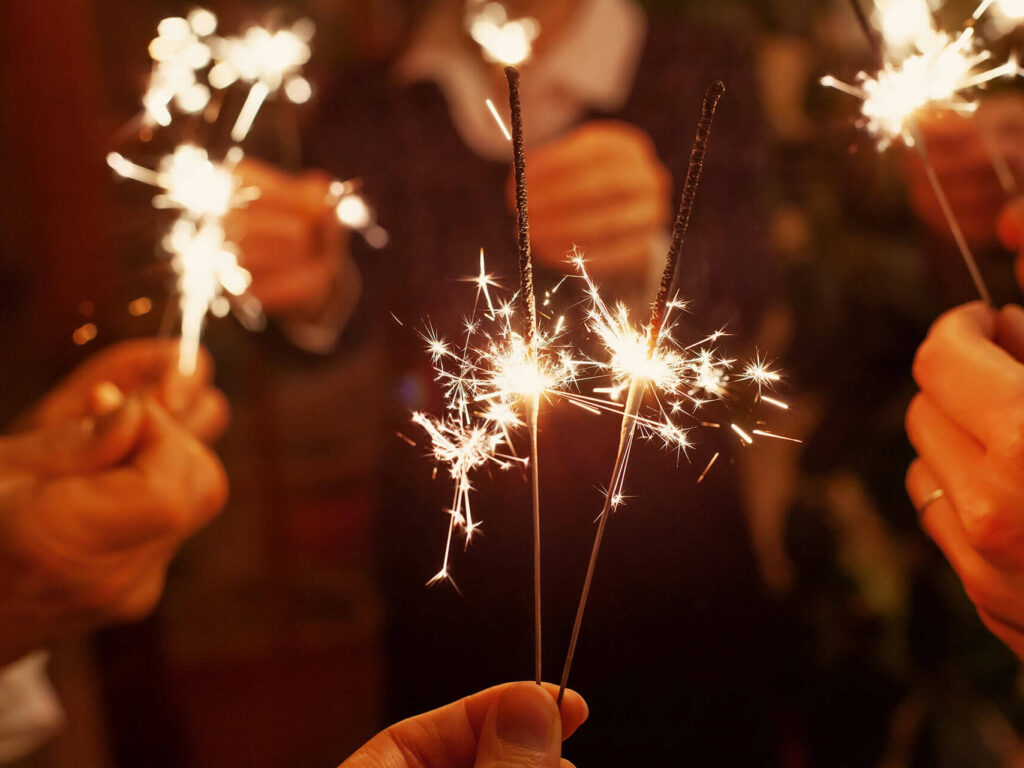 sparkler fireworks at night